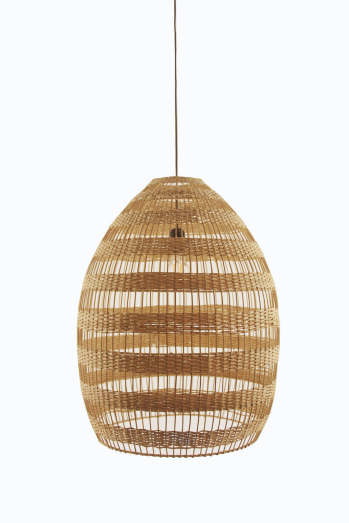 Raffia Striped Woven Pendant Light (natural) – Native Crafts & Arts